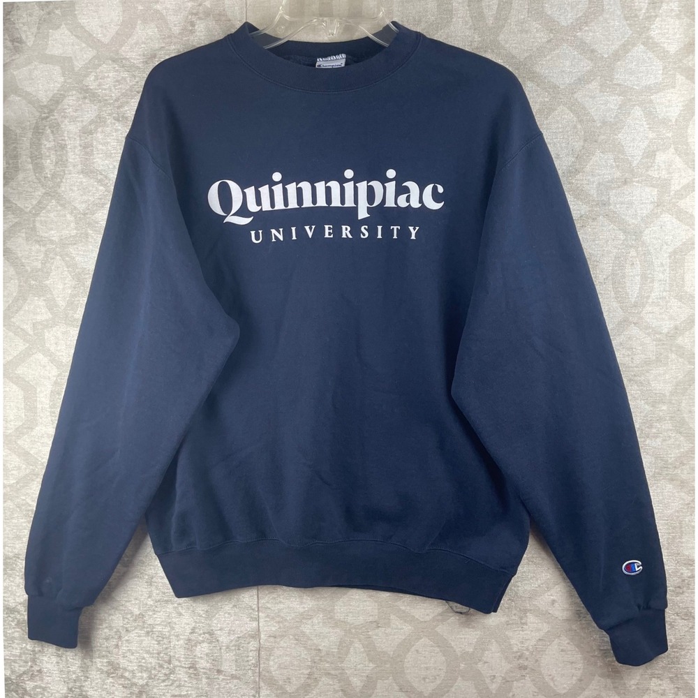 Champion Quinnipiac University Unisex Medium Navy Blue Graphic Crewneck Sweater
